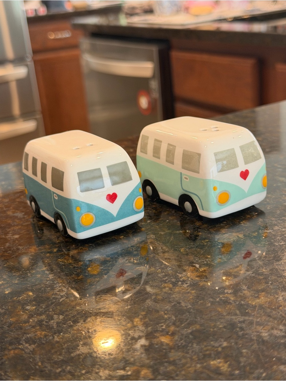 Retro Camper Van Salt & Pepper Shaker Set - Mint and Teal
